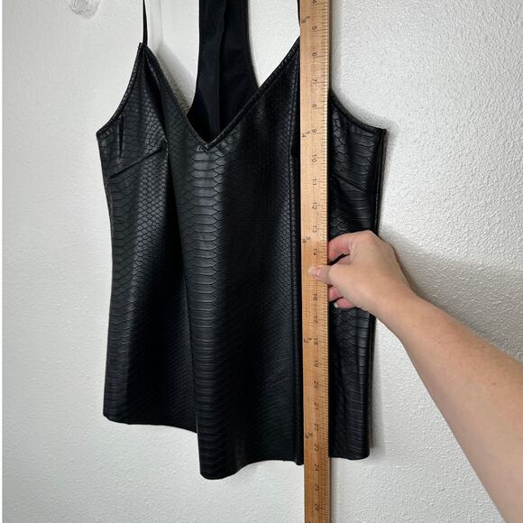 Lavender Brown Black Faux Leather Snakeprint VNeck Racerback Tank Top L - Picture 7 of 8